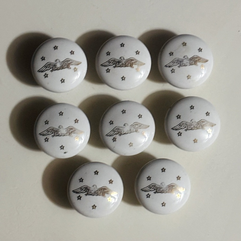 Vintage Porcelain American Eagle White Drawer Knobs Pulls